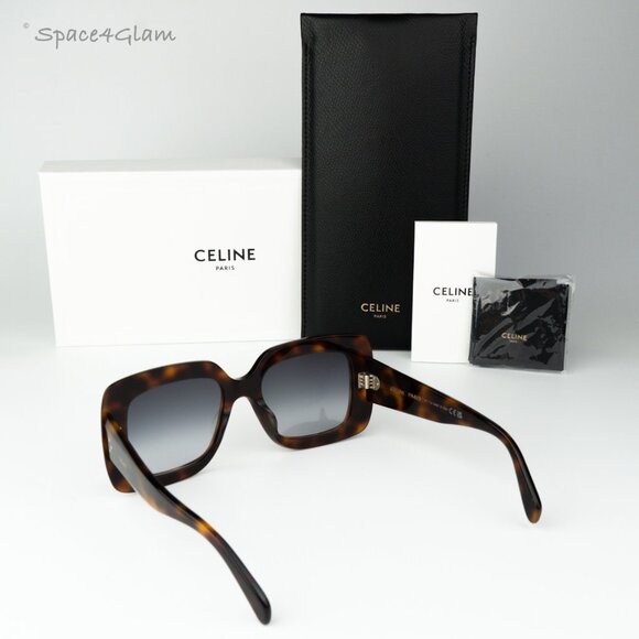 Celine Women Sunglasses Havana Gradient Smoke Geometric CL40263I 3 DOTS 53B NEW - Picture 8 of 11
